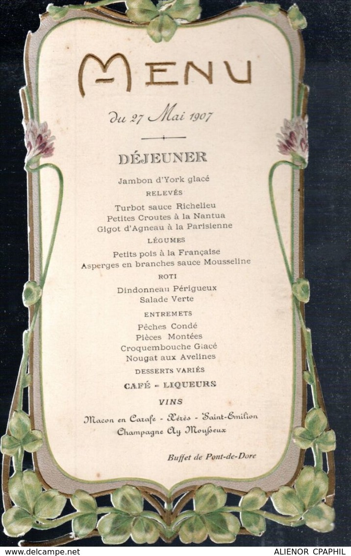 CPA FRANCE 1907 - MENU DE DEJEUNER - - Recetas De Cocina