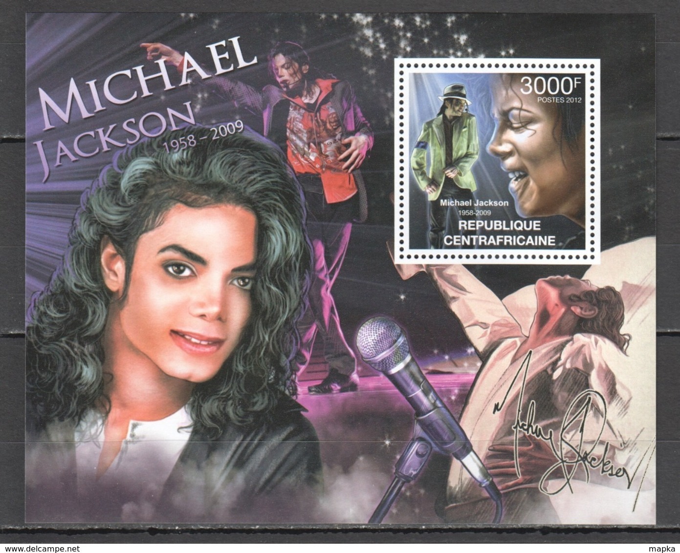 CA861 2012 CENTRAL AFRICA CENTRAFRICAINE FAMOUS PEOPLE MICHAEL JACKSON 1BL MNH - Singers