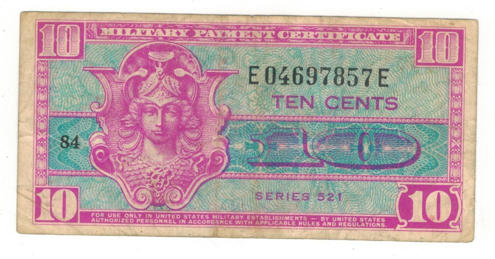 U.S.A. MPC. 10 Cents , Series 521 (1954-58) VF. - 1954-1958 - Serie 521