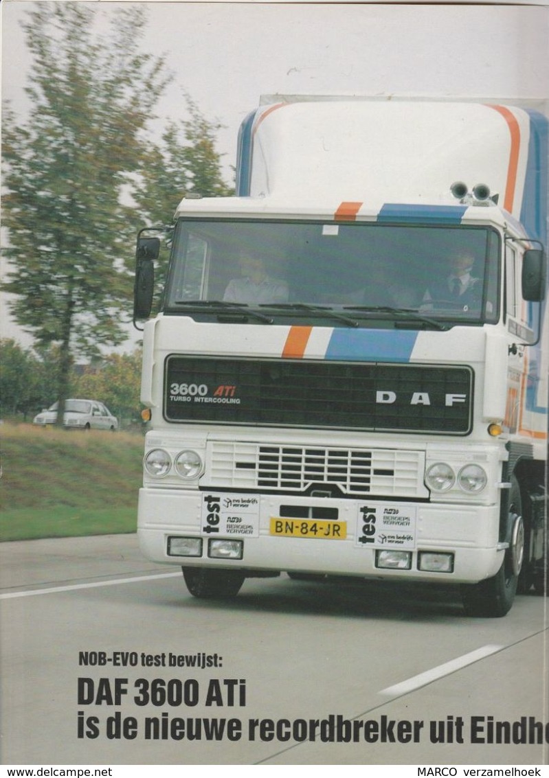 Brochure-leaflet: Beroeps Vervoer 1985 Overdruk DAF 3600ATI Turbo Intercooler TEST - Camions