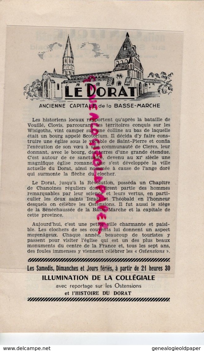 87 - LE DORAT - RARE PROGRAMME OSTENSIONS 1960- SAINT ISRAEL- SAINT THEOBALD - - Limousin
