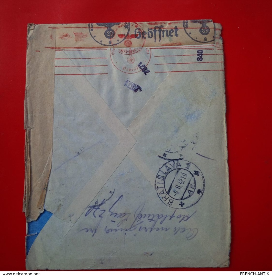 LETTRE DEUTSCHE FELDPOST REICH BRATISLAVA POUR PARIS LIBRAIRIE RIVE GAUCHE 1942 CACHET CENSURE - Cartas & Documentos