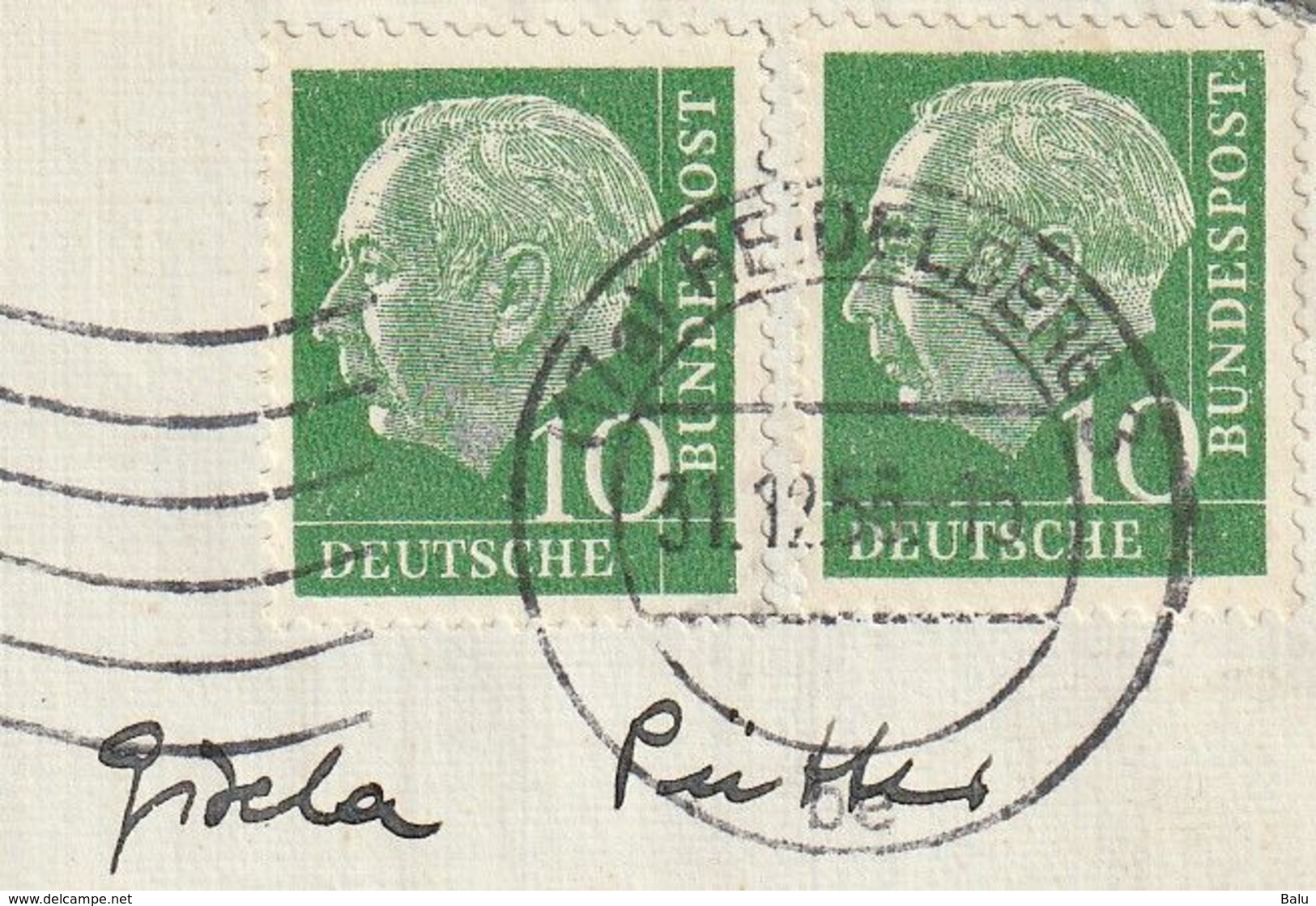 Bund 2x Michel Nr. 183 X, MeF, Heidelberg 31.12.56 Nach Bonn, 3 Scans - Covers & Documents