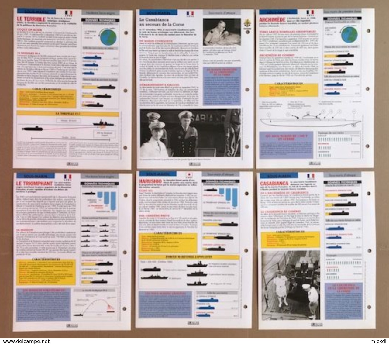 SOUS-MARIN ARCHIMEDE - CASABIANCA - HARUSHIO - LE TERRIBLE - LE TRIOMPHANT - FICHES TECHNIQUES - Boats