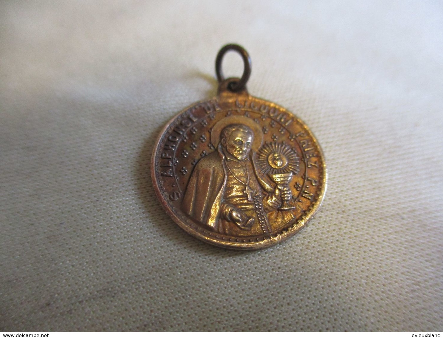 Médaille Religieuse Ancienne Pour Chainette/Cuivre/Alphonse De LIGUORI Priez P N /Vierge à L'Enfant/Mi-XIXéme ?  CAN84 - Religione & Esoterismo