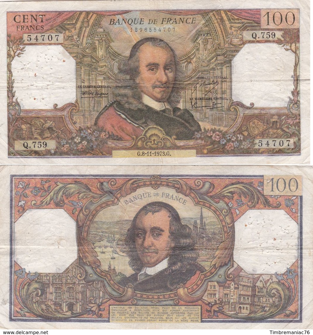 Billet Corneille De 100 Fr De 1973 N° 54707 - 100 F 1964-1979 ''Corneille''