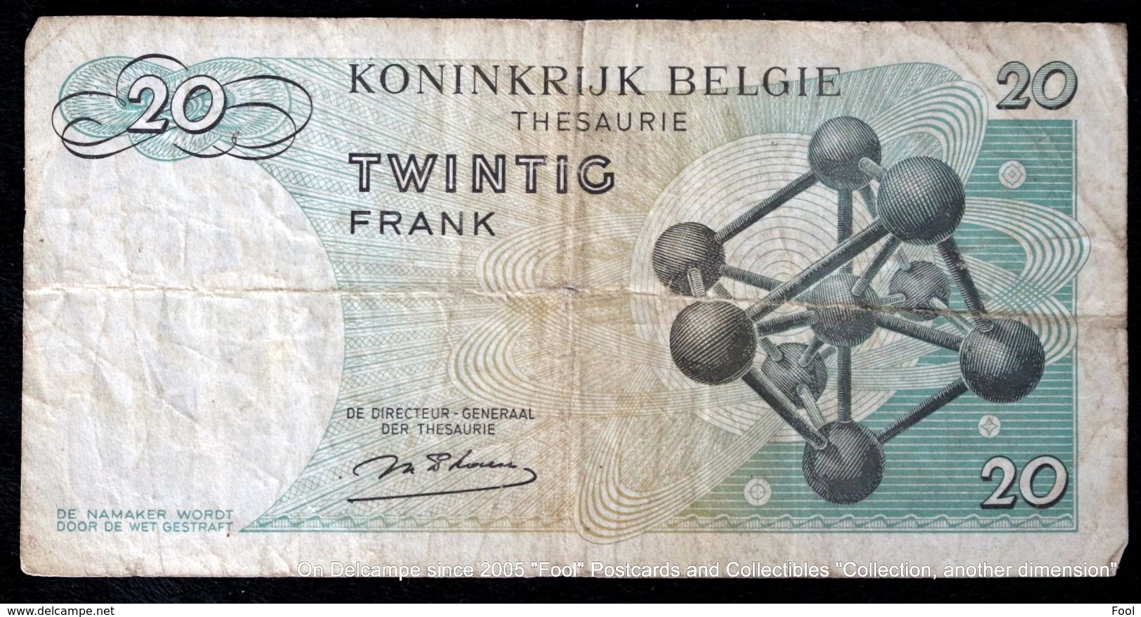 Belgische Franken 20 Francs Belges ATOMIUM Koning Boudewijn Roi Baudouin BELGIUM 1964 Banknote - 20 Francs