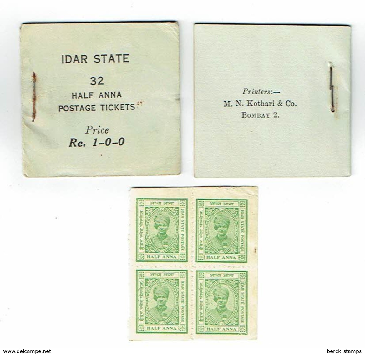 INDE - IDAR Etat Princier - 1/2 Vert-jaune En Carnet COMPLET - RARE - Idar