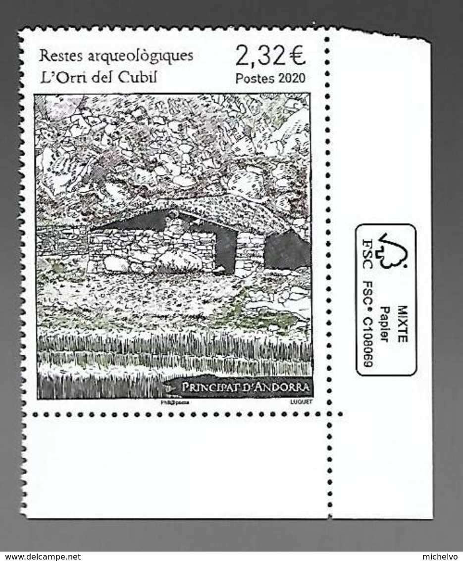 Andorre 2020 - Yv N° 847 ** - Restes Archéologiques L'Orri Del Cubil - Unused Stamps