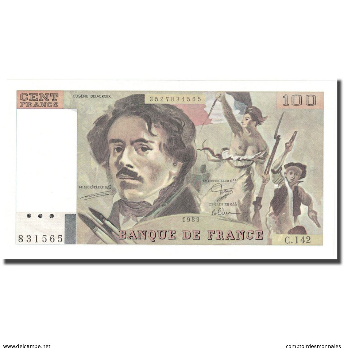 France, 100 Francs, Delacroix, 1989, NEUF, Fayette:69.13b, KM:154d - 100 F 1978-1995 ''Delacroix''