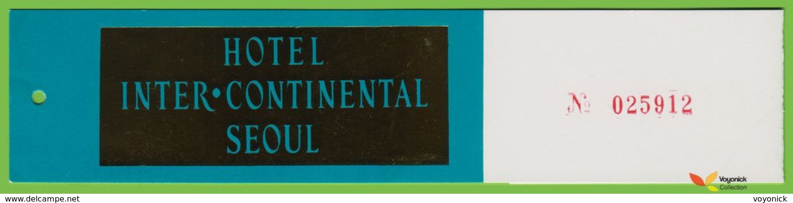 Voyo  INTER CONTINENTAL HOTEL  Seoul South Korea  Hotel Label Luggae Tag 1990s Vintage Metallized - Etiquetas De Hotel