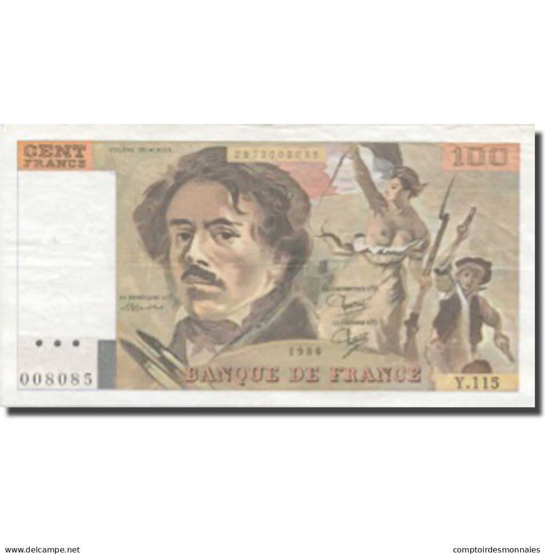 France, 100 Francs, Delacroix, 1978, 1986, TTB+, Fayette:69.10, KM:154b - 100 F 1978-1995 ''Delacroix''