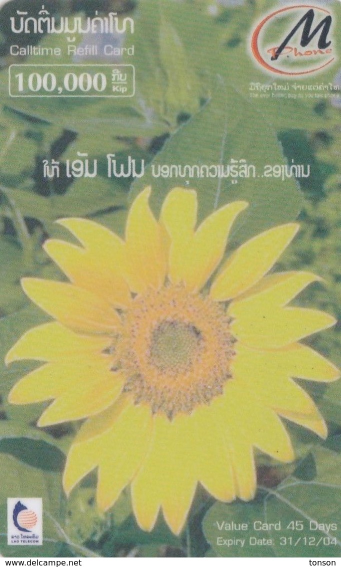 Laos, 3MP-010-B, 100.000 Kip, Flower, 2 Scans.   Plastic Card - Laos