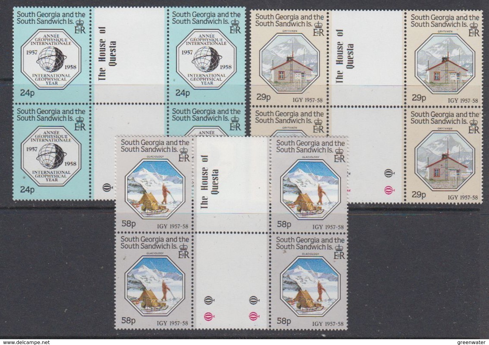 South Georgia 1987 IGY / Int. Geophysical Year 3v Gutter  (pair) ** Mnh (48573C) - Géorgie Du Sud