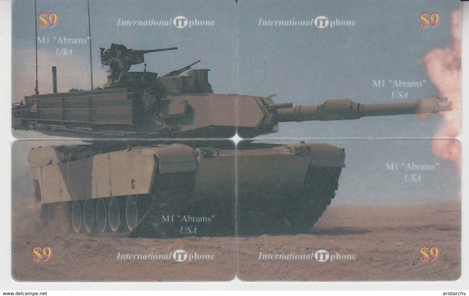 TANK M1 ABRAMS PUZZLE OF 4 PHONE CARDS - Armée