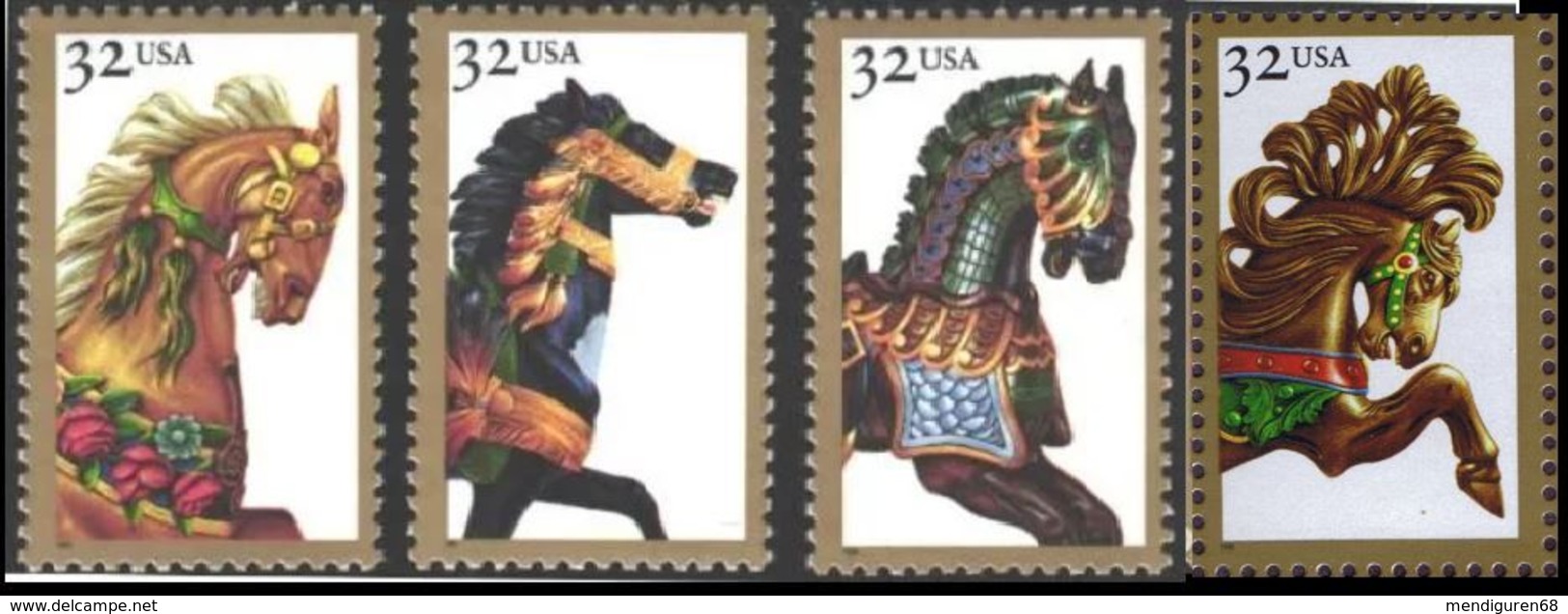 VERINIGTE STAATEN ETATS UNIS USA 1995 CAROUSEL HORSES 4V. MNH SC 2976-79 YT 2386-89 MI 2608-11 SG 3085-88 - Ganze Bögen