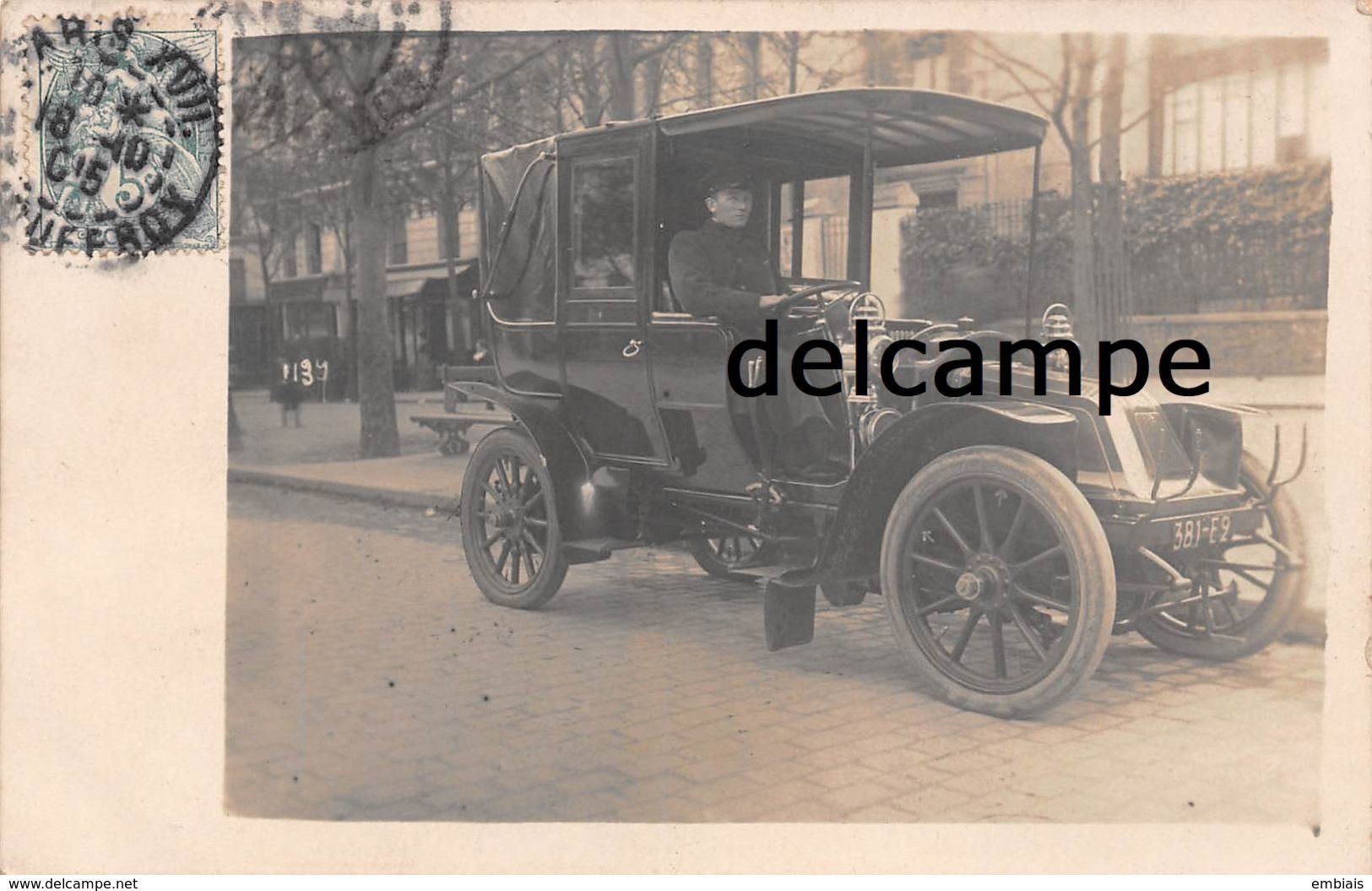 75 - PARIS - Carte Photo Automobile DE DION BOUTON Avec Son Chauffeur - Beau Plan 1905 - Taxis & Fiacres