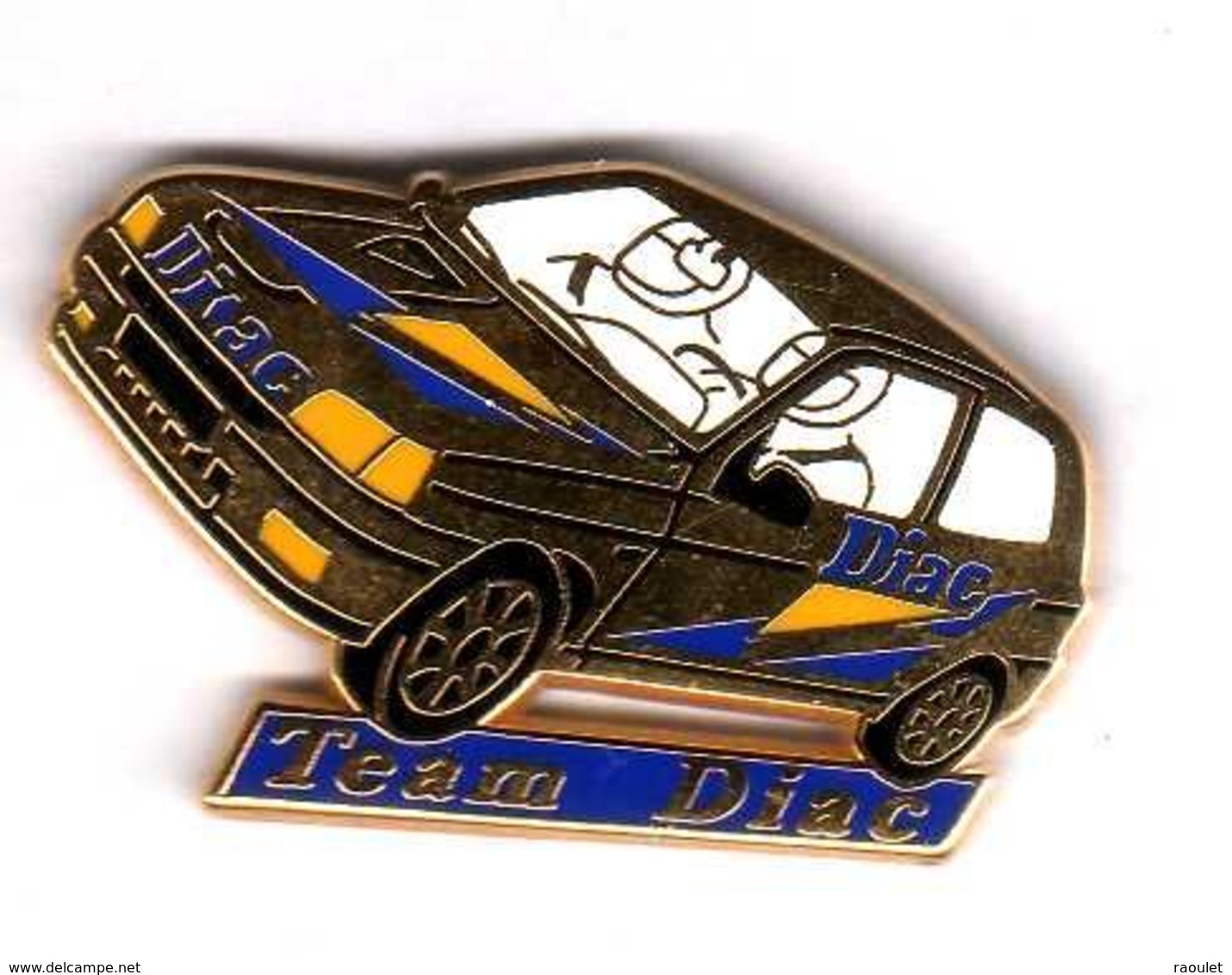 Pin's Renault Clio Team Diac  Doré  Zamac Arthus Bertrand - Arthus Bertrand