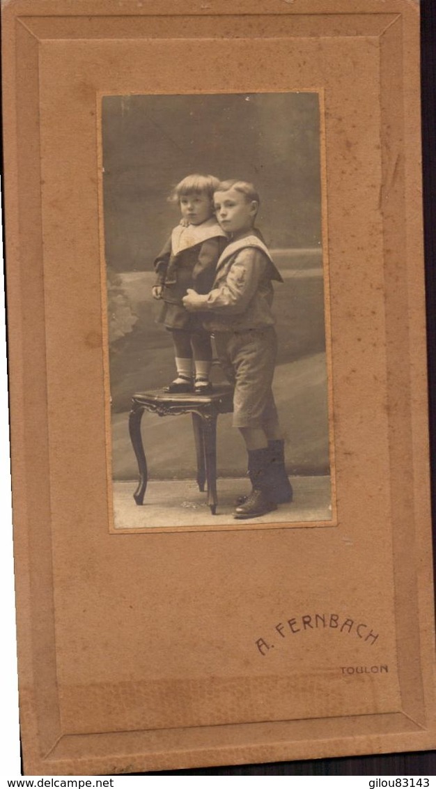 Var, Toulon, Photo A. Fernbach, Enfants     (bon Etat)  Dim : 17 X 9. - Autres & Non Classés