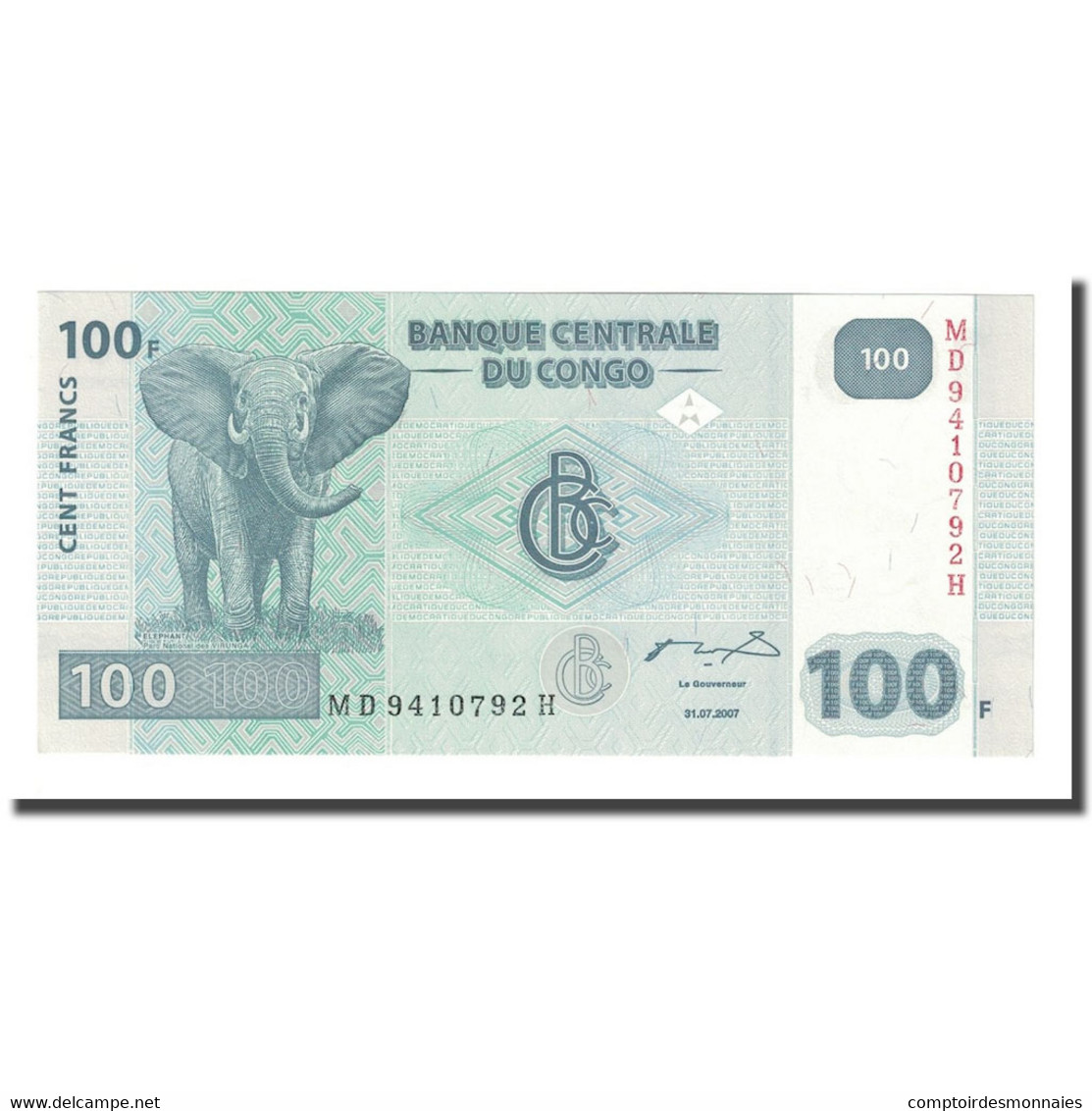 Billet, Congo Democratic Republic, 100 Francs, 2007, 2007-07-31, NEUF - República Democrática Del Congo & Zaire