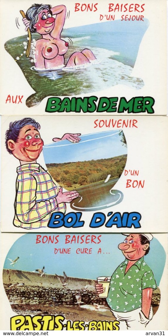 SERIE '' SOUVENIR ''   - LOT De 5 CARTES POSTALES  - - Humour