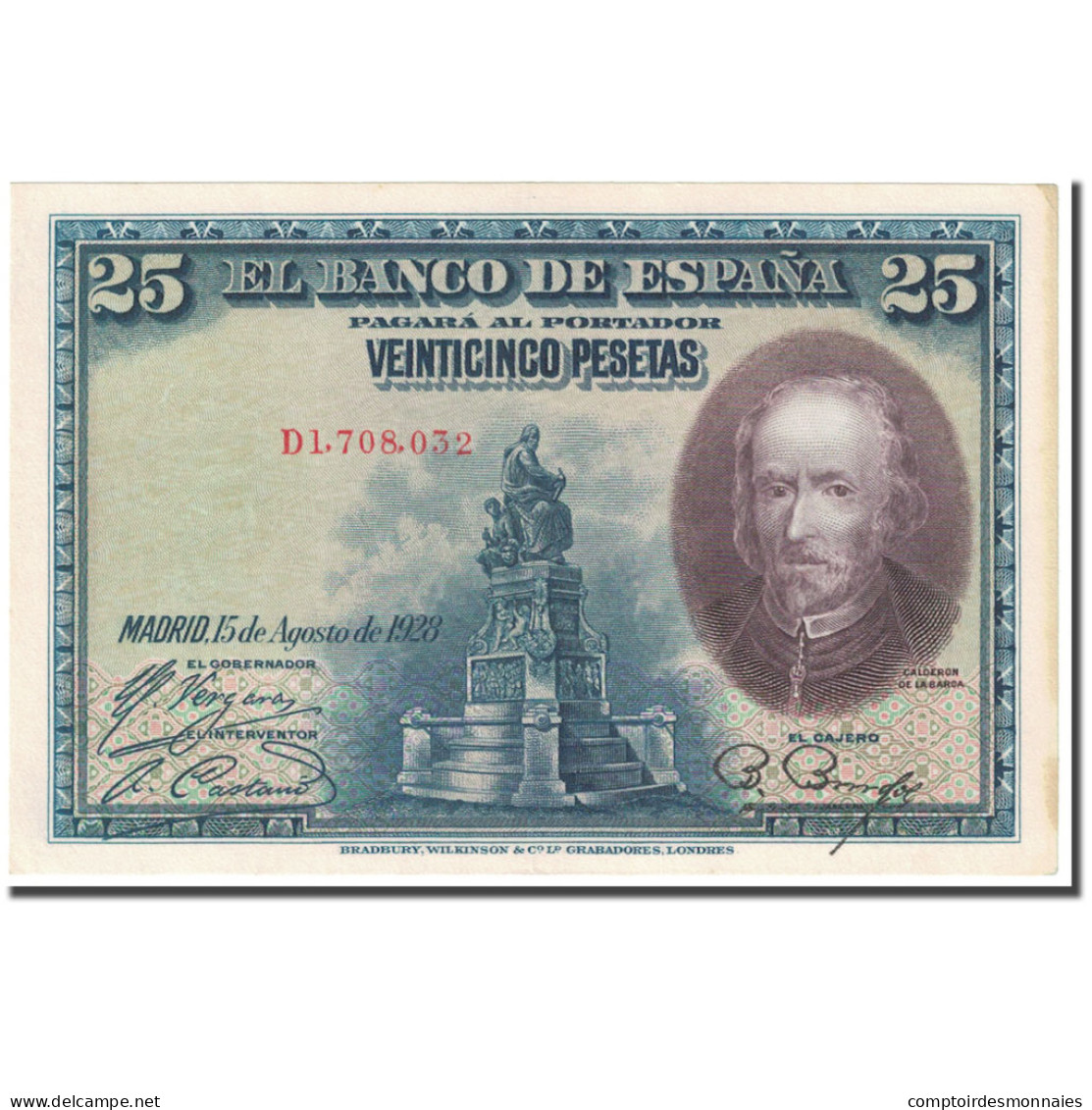 Billet, Espagne, 25 Pesetas, 1928, 1928-08-15, KM:74a, TTB - 1-2-5-25 Pesetas