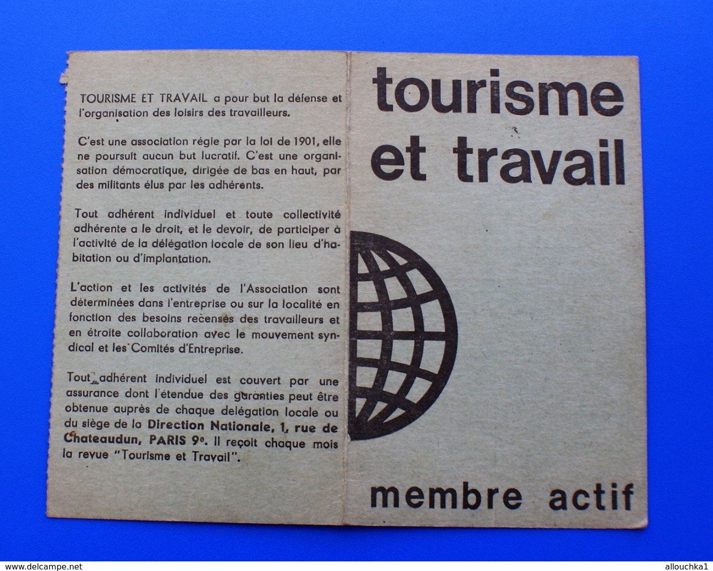 VIGNETTES 1964/65--TOURISME ET TRAVAIL CARTE DE MEMBRE ACTIF ADHÉRENT DOMICILIE SAINT VICTORET 13 - Documents Historiques