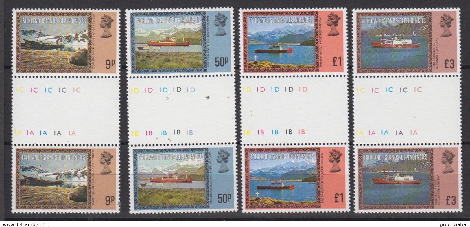 Falkland Islands Dependencies 1980 Definitives/Ships 9p + 3 Highest Values Gutter ** Mnh (48589) - Géorgie Du Sud