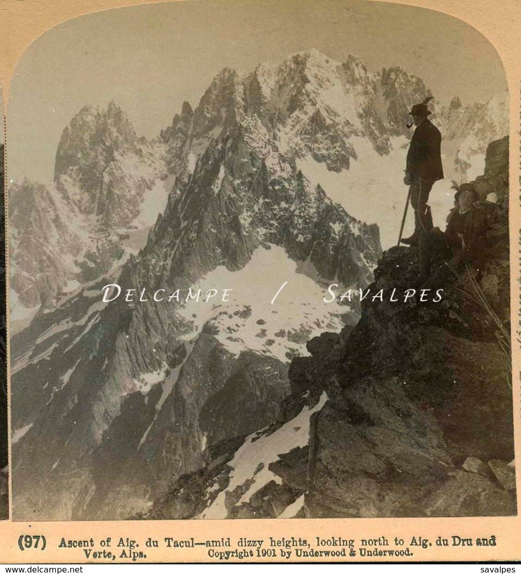 Chamonix * Ascension Aiguille Du Tacul, Vue Aiguille Verte - Photo Stéréoscopique 1901 - Voir Scans - Stereoscopic