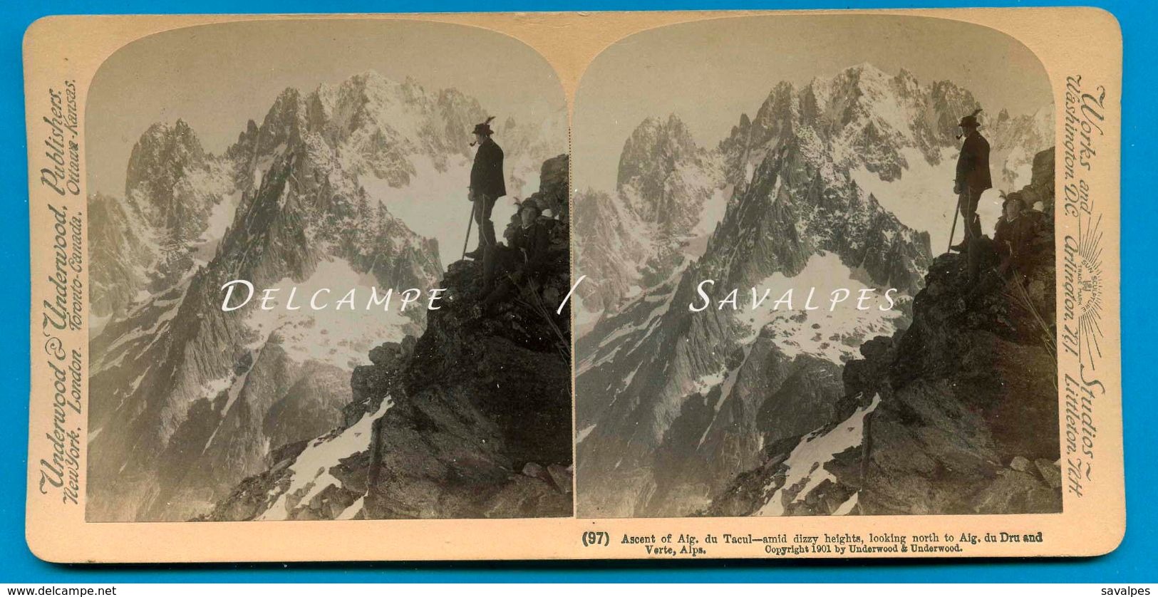 Chamonix * Ascension Aiguille Du Tacul, Vue Aiguille Verte - Photo Stéréoscopique 1901 - Voir Scans - Stereoscopic