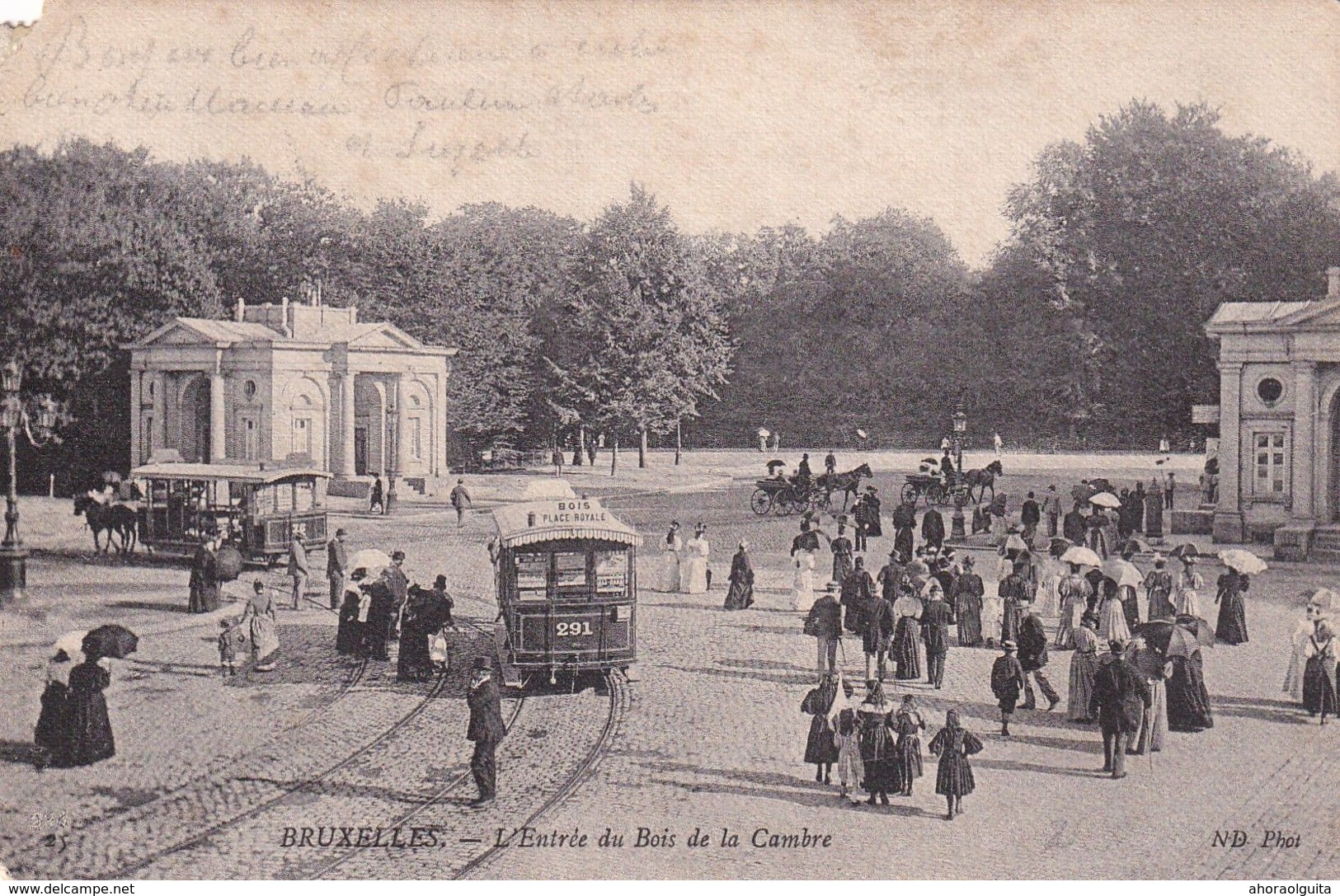 DDX 330  --  Carte-Vue Animée BRUXELLES Entrée Bois De La Cambre - TRAMWAYS à Traction Chevaline - Trasporto Pubblico Stradale