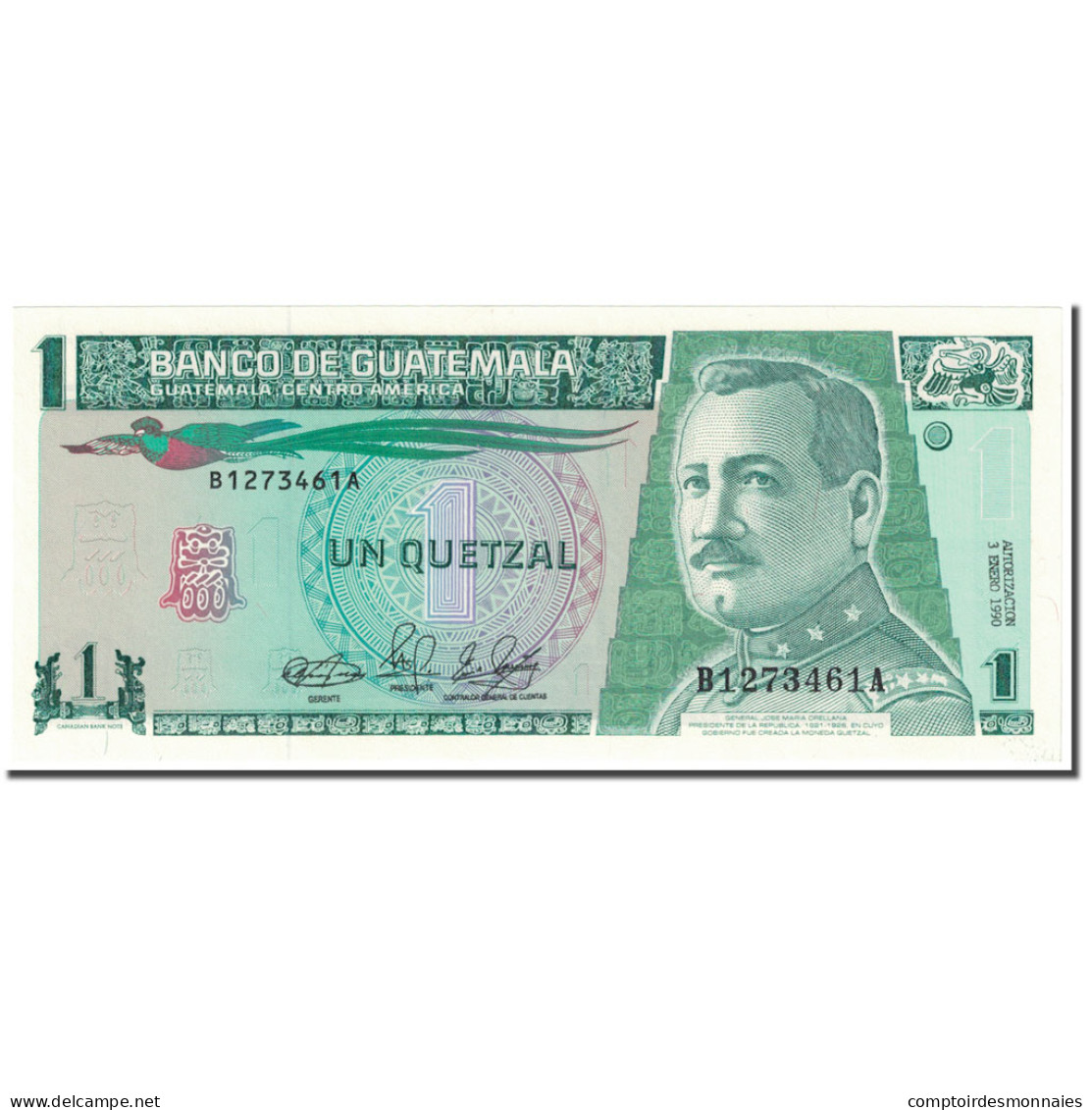 Billet, Guatemala, 1 Quetzal, 1990, 1990-01-03, KM:73a, NEUF - Guatemala