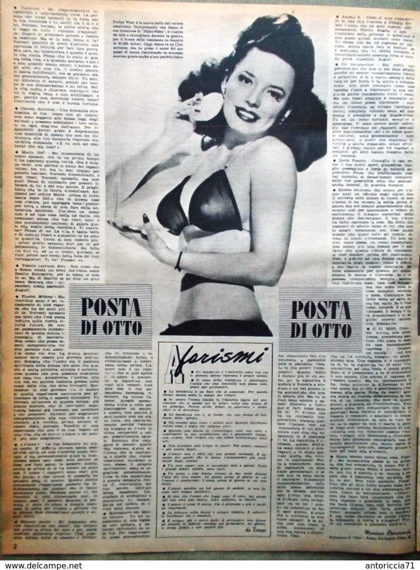 Rivista 8 Otto Del 13 Aprile 1947 Spiritual Janis Paige Storia Del Bacio Peack - Autres & Non Classés