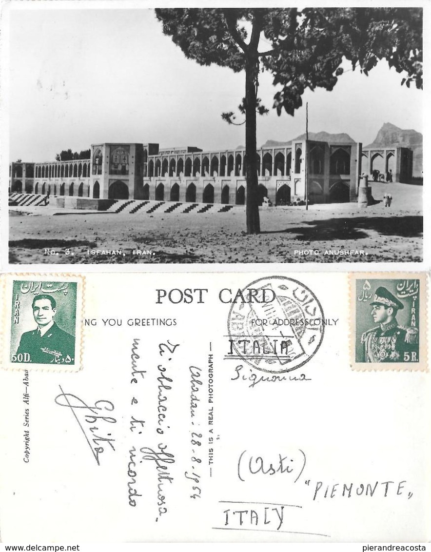 Isfahan (Iran). Khaju Bridge. Viaggiata 1954 - Unclassified