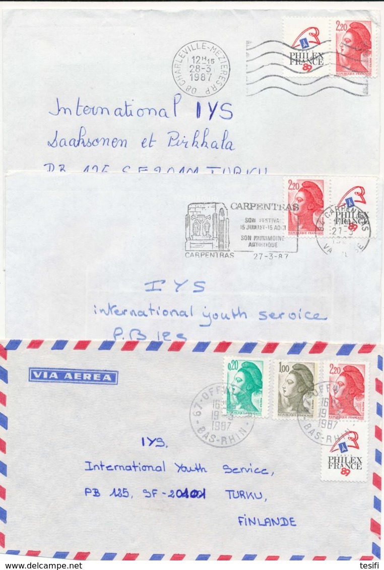 France 1985 3 Covers To Finland, Philex France - Lettres & Documents