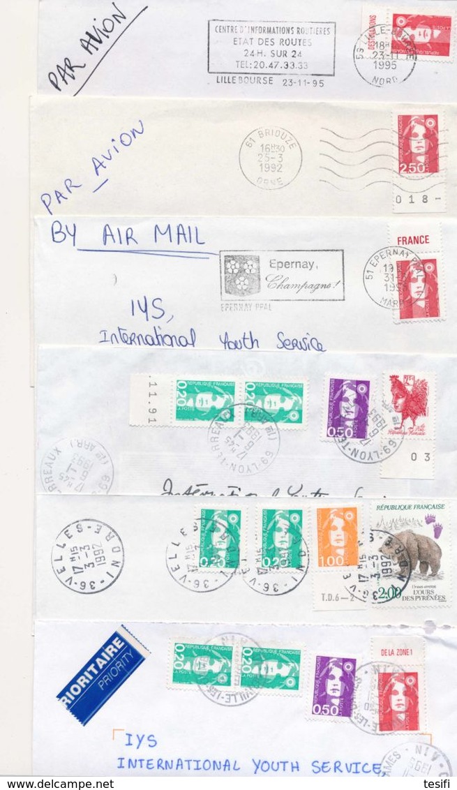 France 1992-98 6 Covers To Finland, Briat, Markings In Margines - 1989-1996 Bicentenial Marianne