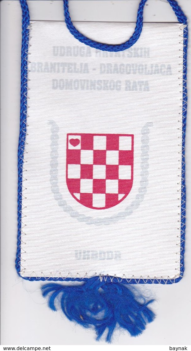 CROATIA  -  UHBDDR  -  UDRUGA HRV. DRAGOVOLJACA DOM. RATA  - 13,5cm X 8,5 Cm  --  BANNER, PENNANT, DRAPEAU, BANDIERA  -- - Flaggen