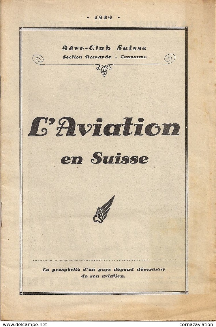Aviation - Aéro-Club - Section Romande - Lausanne - 1929 - Rare - Publicités