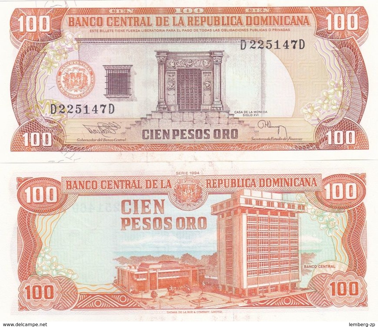 Dominican Republic - 100 Pesos 1994 UNC P. 136b Lemberg-Zp - Dominicaine