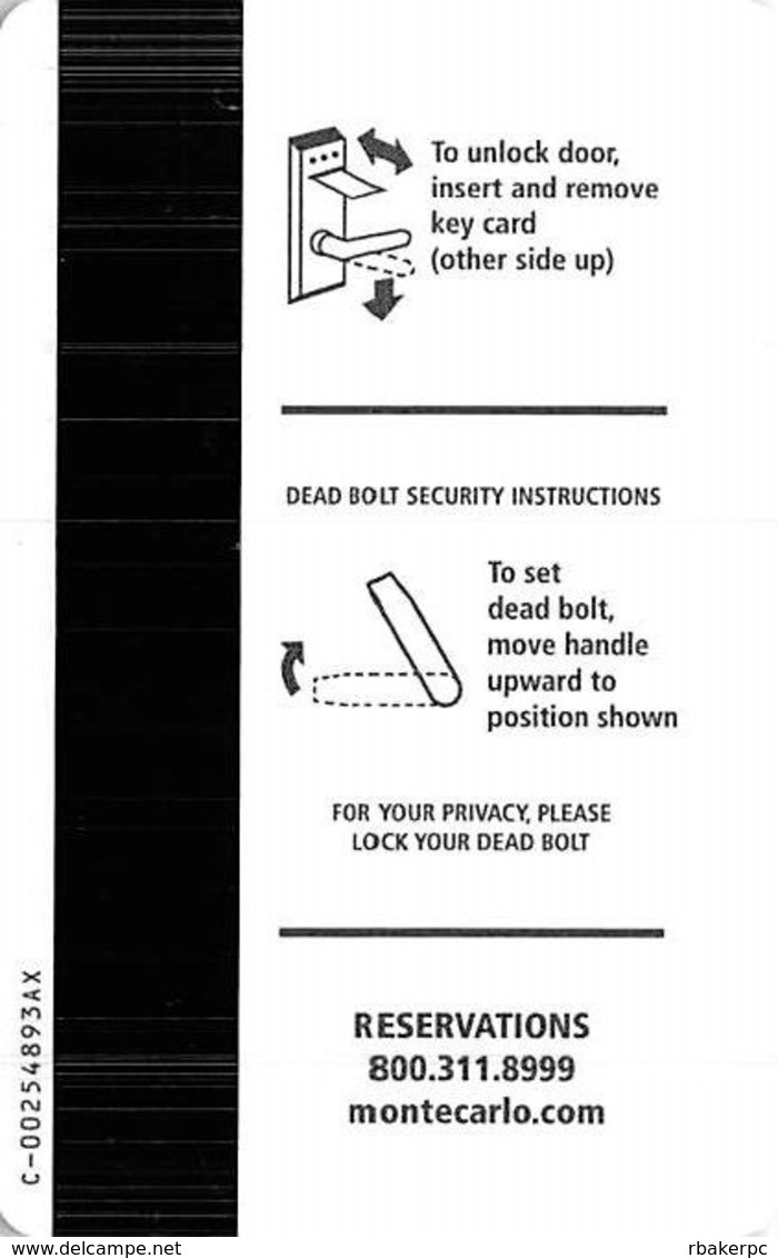 Monte Carlo Casino - Las Vegas, NV - Hotel Room Key Card - Cartes D'hotel