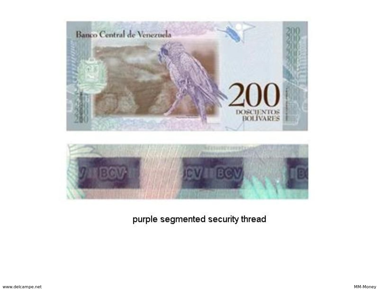 VENEZUELA  200 Bolivares 13.3.2018  Purple  Seg. Sec. Thread P. 107   UNC - Venezuela