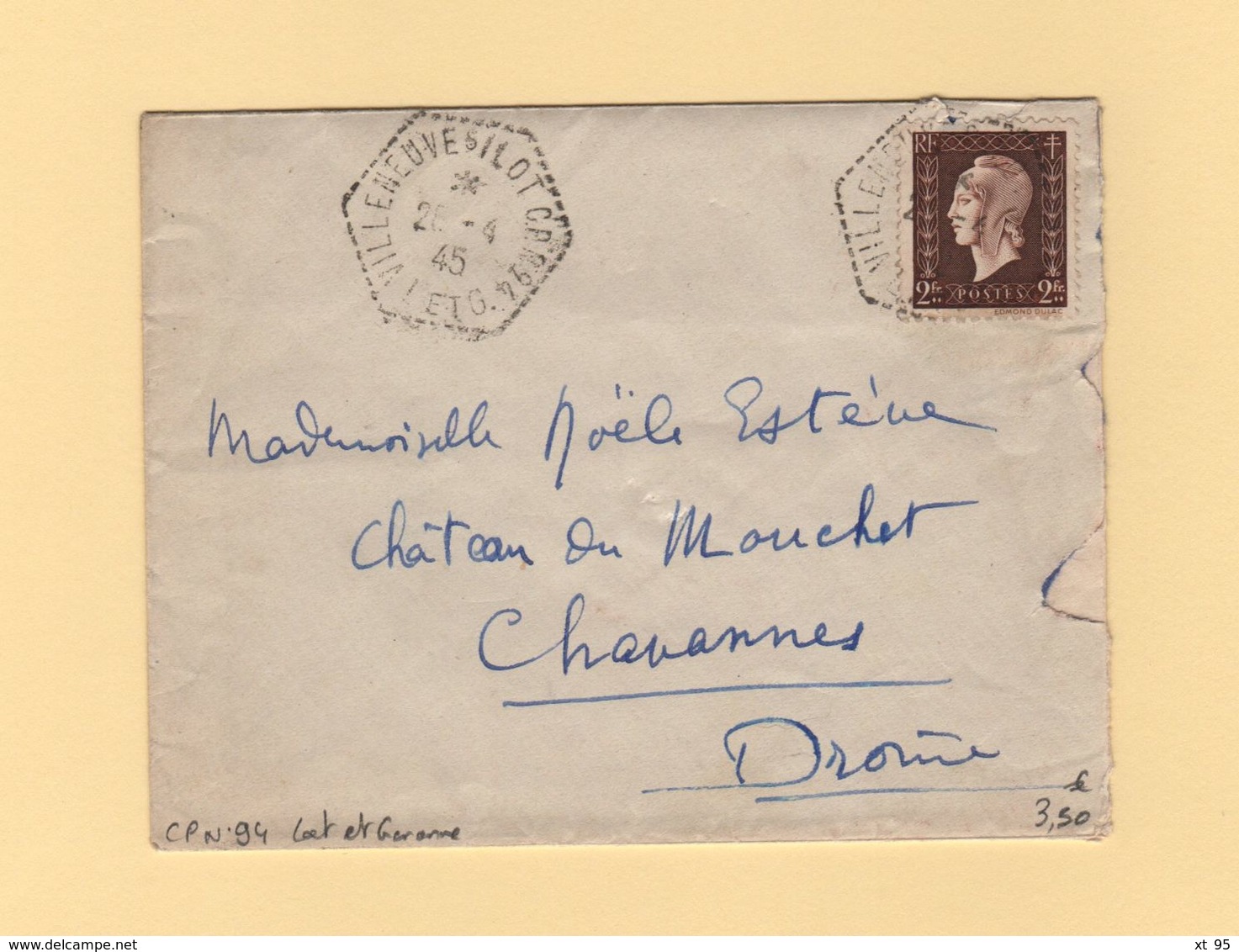 Villeneuve Sur Lot - CP N°94 - Lot Et Garonne - 26-4-1945 - Marianne De Dulac - 1921-1960: Période Moderne