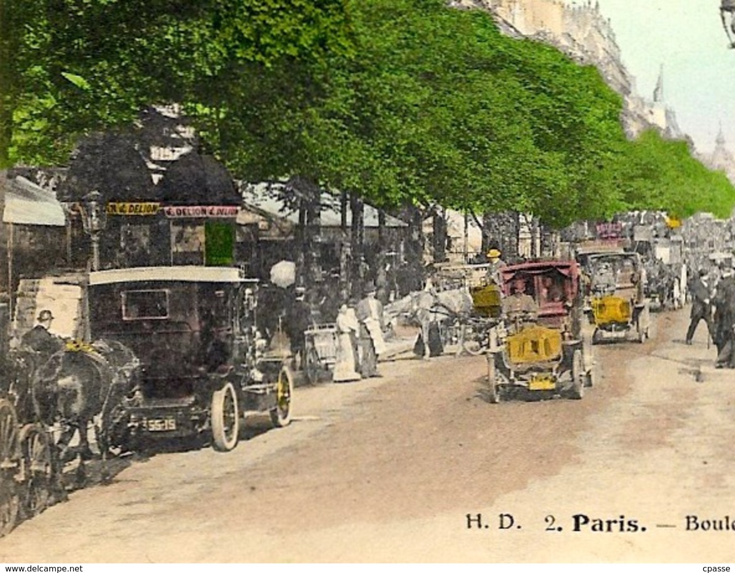 CPA 75 PARIS - Boulevard Montmartre (circulation Automobile Et Hippomobile...Omnibus à Impériale) ° HD 2 - Transport Urbain En Surface