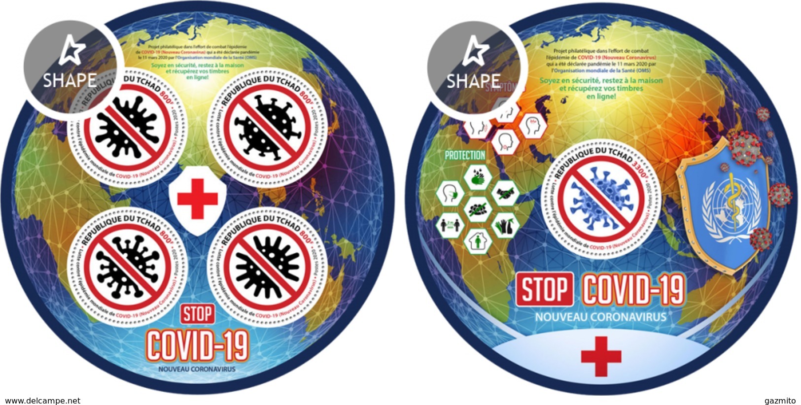 Tchad 2020, Anti Covid-19, Red Cross, 4val In BF +BF - Ziekte