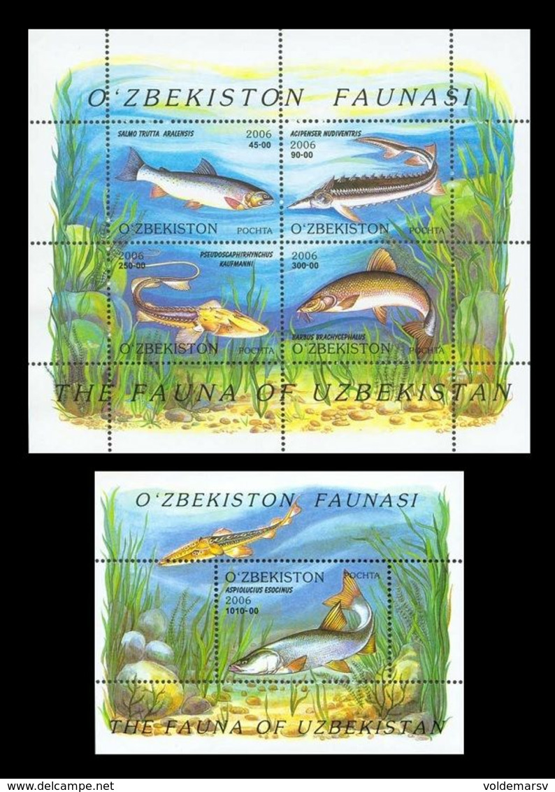 Uzbekistan 2006 Mih. 621/25 (Bl.41/42) Fauna. Fishes MNH ** - Uzbekistán