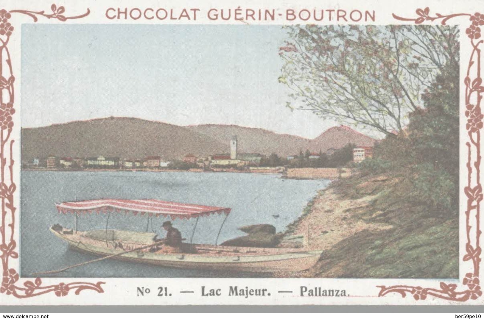 CHROMO  CHOCOLAT GUERIN-BOUTRON  VOYAGE EN ITALIE  LAC MAJEUR  PALLANZA - Duroyon & Ramette