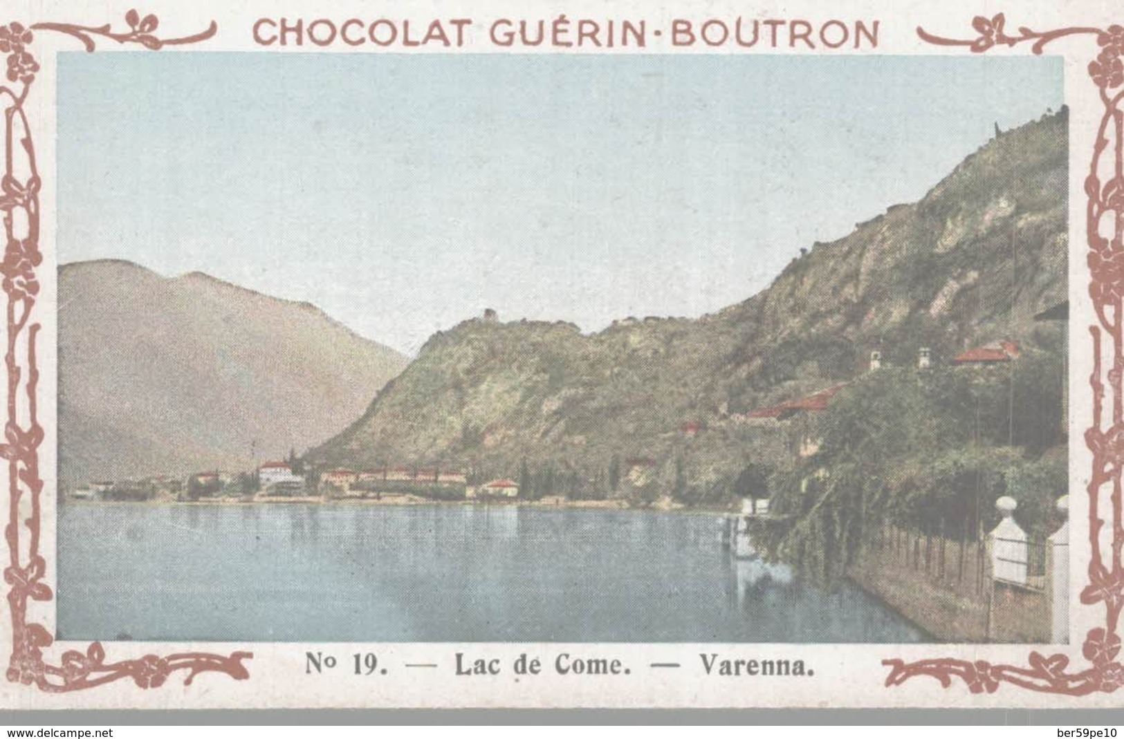 CHROMO  CHOCOLAT GUERIN-BOUTRON  VOYAGE EN ITALIE  LAC DE COME  VARENNA - Duroyon & Ramette