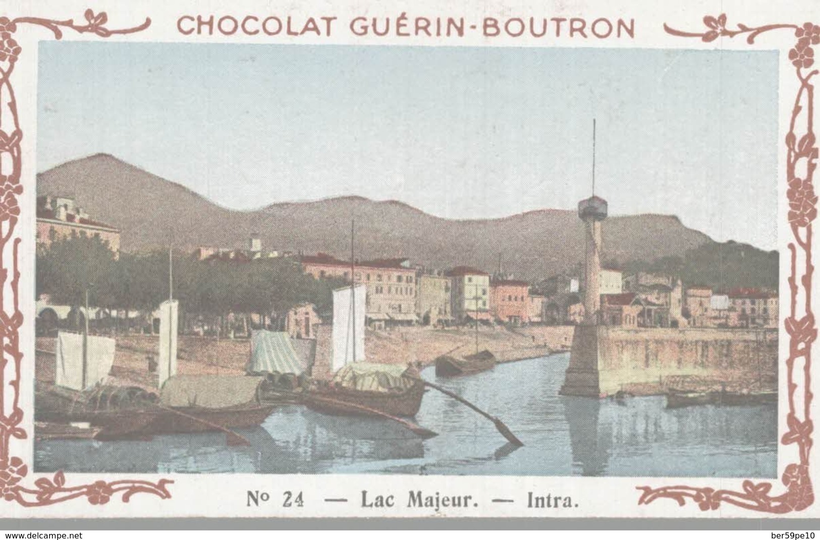 CHROMO  CHOCOLAT GUERIN-BOUTRON  VOYAGE EN ITALIE  LAC MAJEUR  INTRA - Duroyon & Ramette