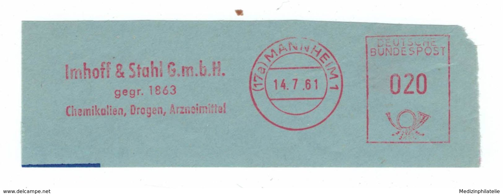 Briefausschnitt AFS - 17a Mannheim 1961 - Imhoff & Stahl Gmbh Chemikalien Drogen Arzneimittel - Pharmacy