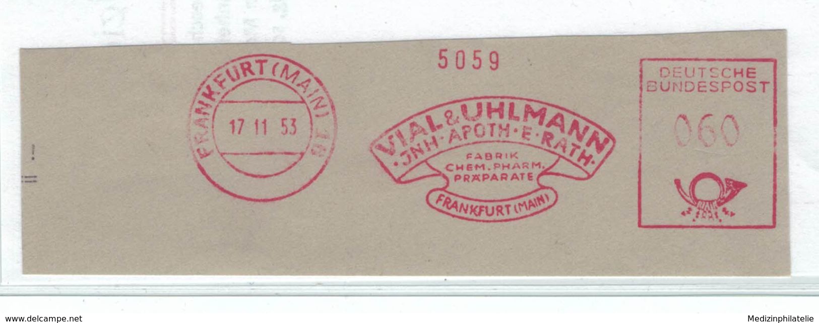 Briefausschnitt AFS - Frankfurt Main 1953 Vial & Uhlmann E. Rath Chemisch-pharmazeutische Fabrik - Pharmacy